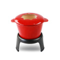 Mini-rotes Emaille-Gusseisen-Fondue-Set